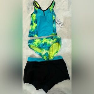 NWT zeroXposur three piece, girls swimsuit size large